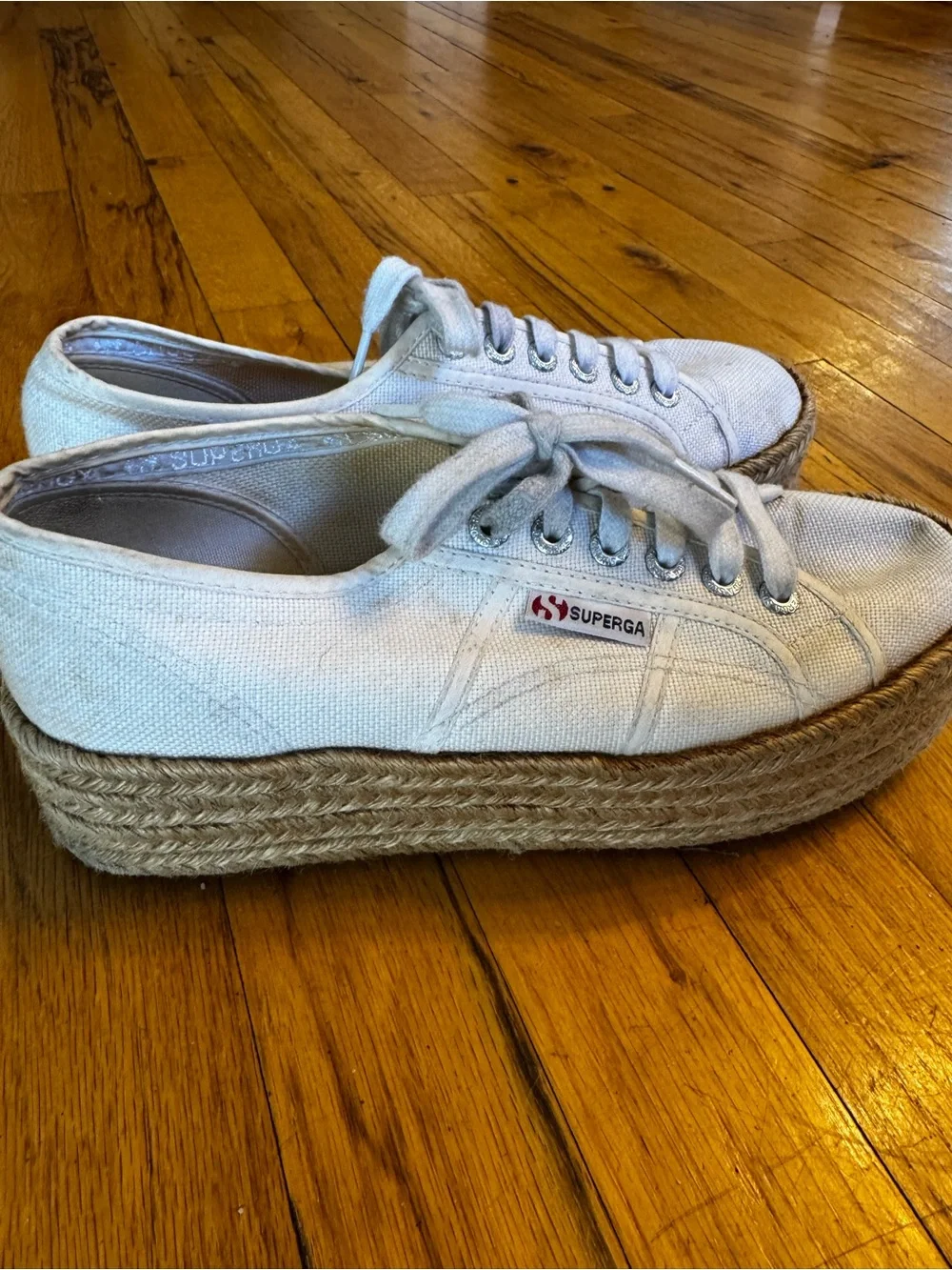 Superga Women's White Cotropew Canvas Espadrille Platform Sneaker Size 39/US 8
